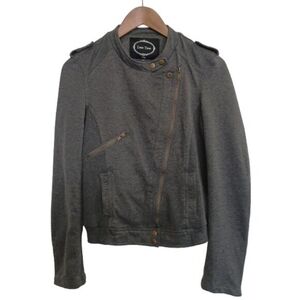 LOVE TREE Gray Cotton Blend Stretch Moto Neutral Jacket Women's Medium Coat Top